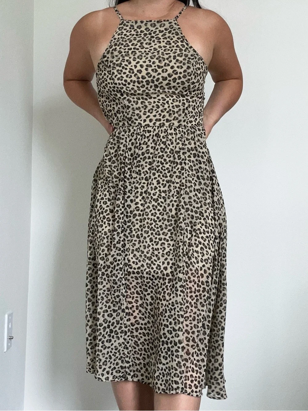 Abercrombie & Fitch Leopard Print Sleeveless Midi Dress - Small